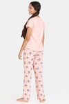 Zivame Girls Chasing Tails Knit Cotton Pyjama Set - Seashell Pink — thumbnail 3